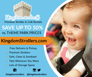 a smiling baby in a stroller advertising 50% discount on Kingdom Strollers